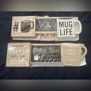 ☕ Coffee-Themed Wooden Wall Décor Sets (New in Packaging)
